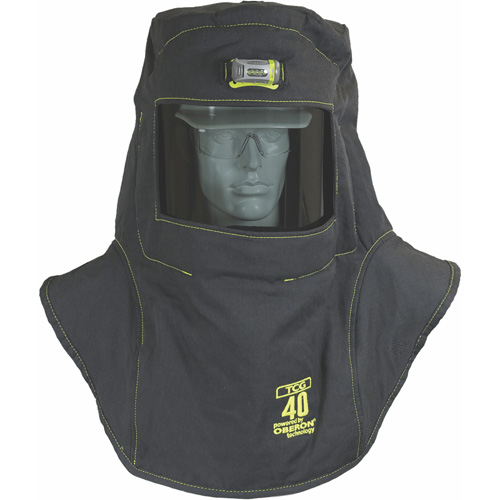 Cagoule de protection contre l'arc &eacute;lectrique TCG, Noir, 40 cal/cm², ANSI Z87.1/ASTM F1506/ASTM F1959/ASTM F2178/R&eacute;pond ou surpasse la norme CSA Z462/NFPA 70E, 4 Arc &eacute;lectrique EPI cat&eacute;gorie niveau Trail Hammer and Bolt