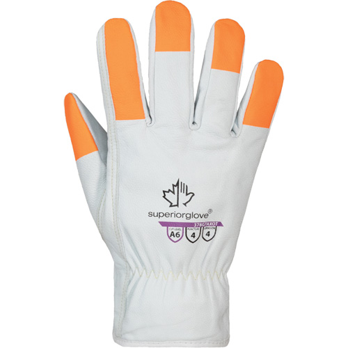 Gants haute visibilit&eacute; r&eacute;sistants &agrave; la coupe Endura Pro, Taille Petit, Enveloppe en Cuir de vache, ASTM ANSI niveau A6 Trail Hammer and Bolt
