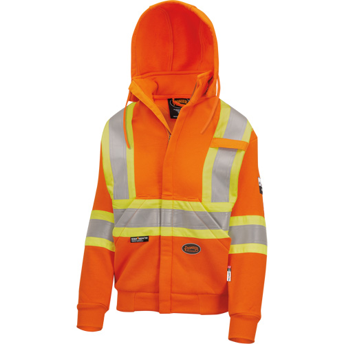 Heavyweight Safety Hoodie, Women's, X-Small, High Visibility Orange Trail Hammer and Bolt