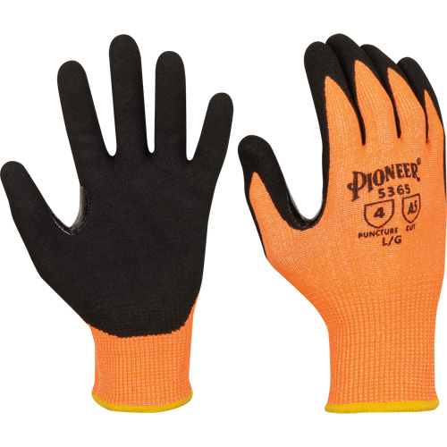 Gants r&eacute;sistants &agrave; la coupe compatibles avec les &eacute;crans tactiles, Taille Petit, Calibre 13, Rev&ecirc;tement Nitrile, Enveloppe en Polyester/PEHP, ASTM ANSI niveau A5 Trail Hammer and Bolt
