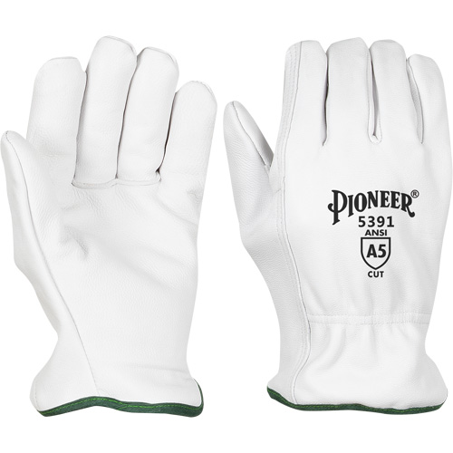 Cut-Resistant Driver's Gloves, Small, Grain Goatskin Palm Trail Hammer and Bolt