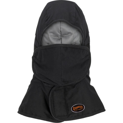 Doublure matelass&eacute;e ignifug&eacute;e Pioneer 765A pour casque de s&eacute;curit&eacute; avec un long cou et embout buccal amovible, Noir/Gris, Coton/FR-Tech/Modacrylique/Nylon Trail Hammer and Bolt