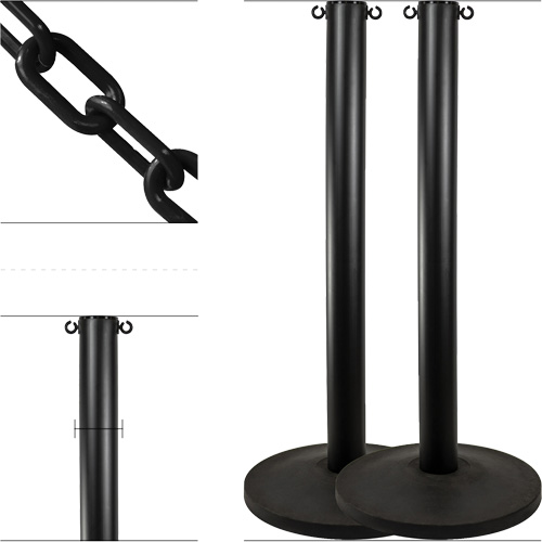 Ensemble de montants industriels avec chaîne en plastique, Hauteur de 37", Noir Trail Hammer and Bolt