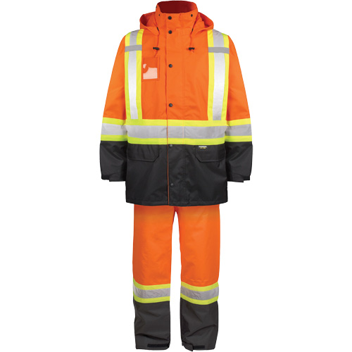 Ensemble de pluie haute visibilit&eacute; en tissu 150 deniers, Polyester, T-Grand, Orange haute visibilit&eacute; Trail Hammer and Bolt