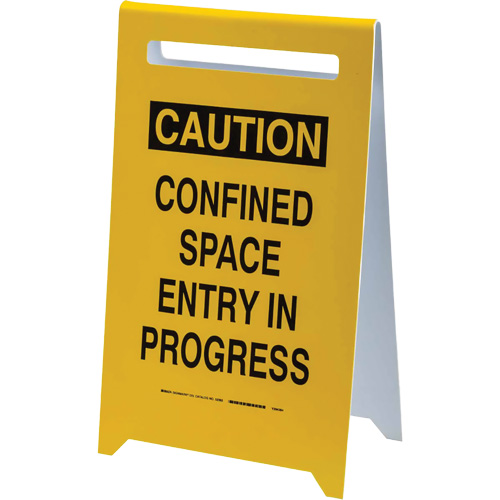 "Caution Confined Space Entry In Progress" Floor Sign, English Trail Hammer and Bolt