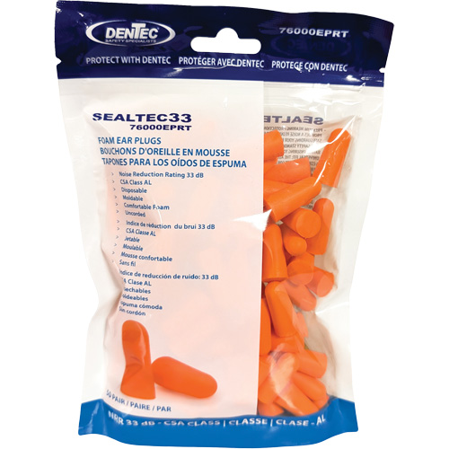 SEALTEC33 Orange Disposable Foam Earplugs, Bulk - Polybag Trail Hammer and Bolt