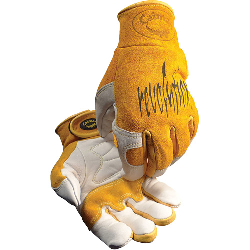 Caiman&reg; Premium TIG/MIG Welder's Gloves with Hook & Loop Closure, Split Cowhide, Size X-Large Trail Hammer and Bolt