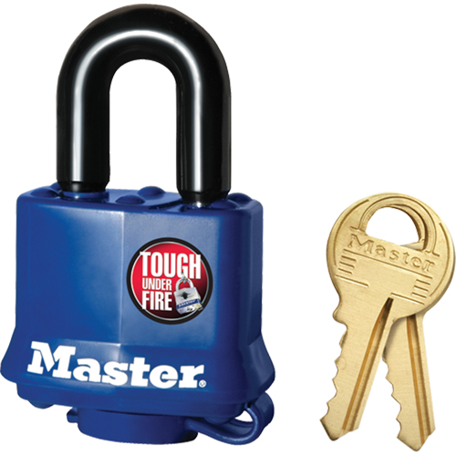Weather-Resistant Padlock, Keyed Different, Laminated Steel, 1-9/16" Width Trail Hammer and Bolt