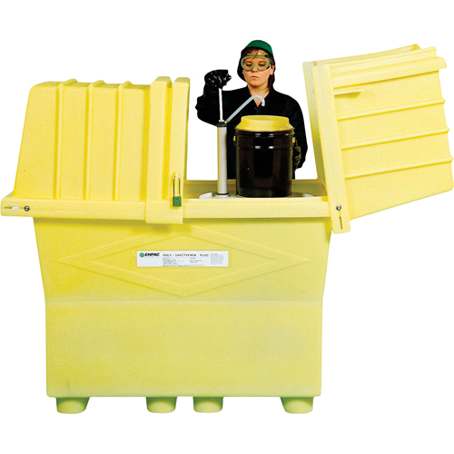 Poly-Safeypacks&reg; Plus With Drain, 60.25" L x 34.5" W x 64" H, 1200 lbs. Load Capacity Trail Hammer and Bolt