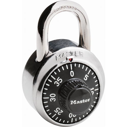 Padlock, Combination, Hardened Steel, 1-7/8" Width Trail Hammer and Bolt