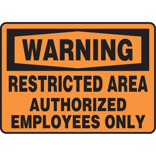 "Restricted Area" Sign, 10" x 14", Vinyl, English Trail Hammer and Bolt
