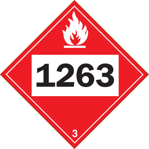 Plaque-&eacute;tiquette TMD 1263 pour liquide inflammable peinture, Plastique Trail Hammer and Bolt