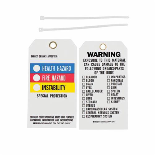 &eacute;tiquettes du droit &agrave; l'information, Polyester, 3" la x 5-3/4" h, Anglais Trail Hammer and Bolt