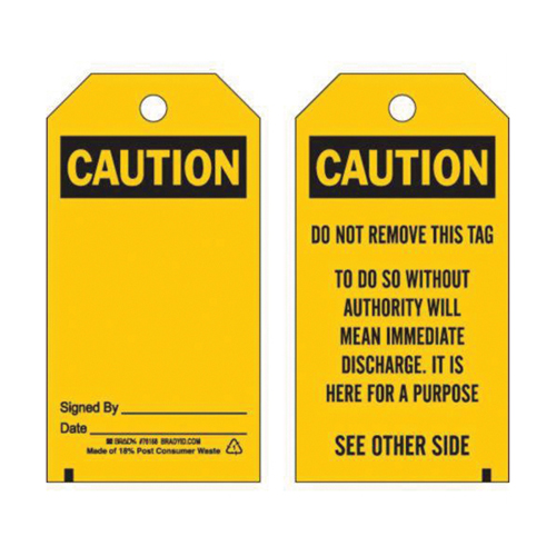 &eacute;tiquettes auto-plastifiantes pour la pr&eacute;vention des accidents, Polyester, 3" la x 5-3/4" h, Anglais Trail Hammer and Bolt