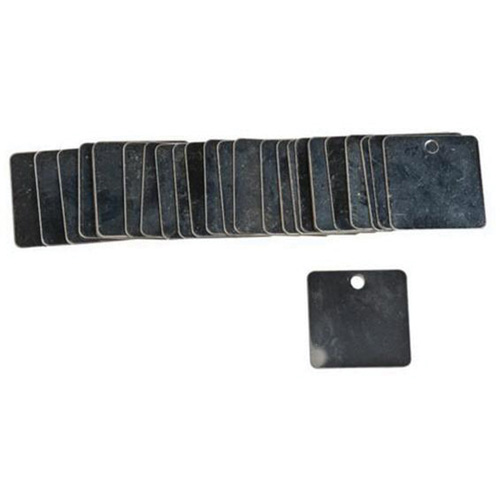 &eacute;tiquettes carr&eacute;es vierges pour vannes, Acier, 1-1/2" la x 1-1/2" h Trail Hammer and Bolt