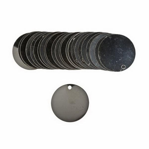&eacute;tiquettes vierges inscriptibles pour vannes, Acier inoxydable, 1,5" dia. Trail Hammer and Bolt