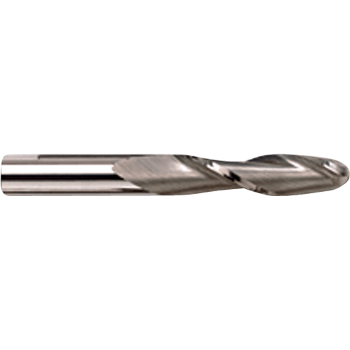 Ball End Extra Long Series End Mill, 1/4" Dia., 2 Flutes, Carbide Trail Hammer and Bolt