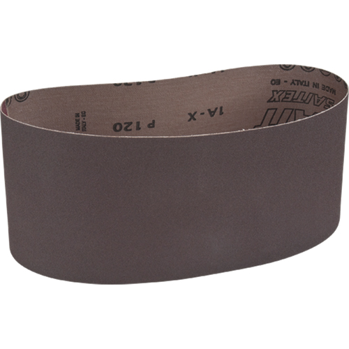 Portable Abrasive Belt, 4" W x 24" L, Aluminum Oxide, 120 Grit Trail Hammer and Bolt