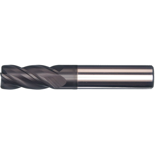 Unequal Helix End Mill, 1/2" Dia., 3" L, 4 Flutes, 1/2" Shank, Carbide Trail Hammer and Bolt