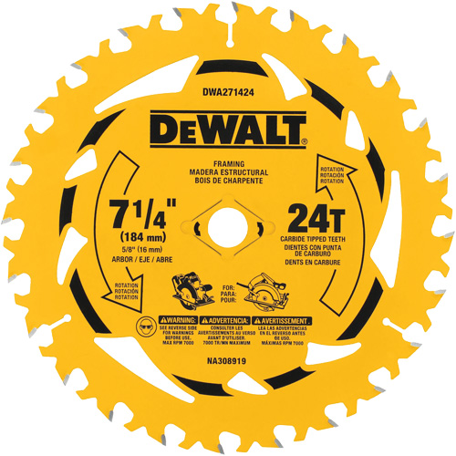 Lame de scie circulaire, 7-1/4", 24 dents, Pour Bois Trail Hammer and Bolt