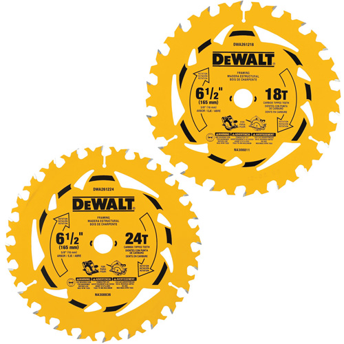 Circular Saw Blade Combo Pack, 6-1/2", 18/24 Teeth, Wood Use Trail Hammer and Bolt