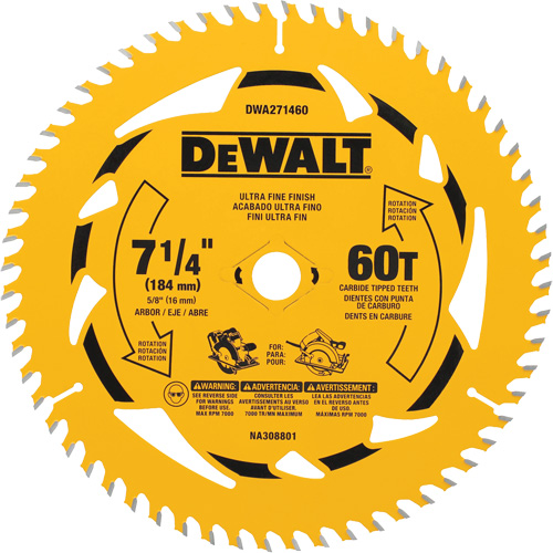 Circular Saw Blade, 7-1/4", 60 Teeth, Wood Use Trail Hammer and Bolt