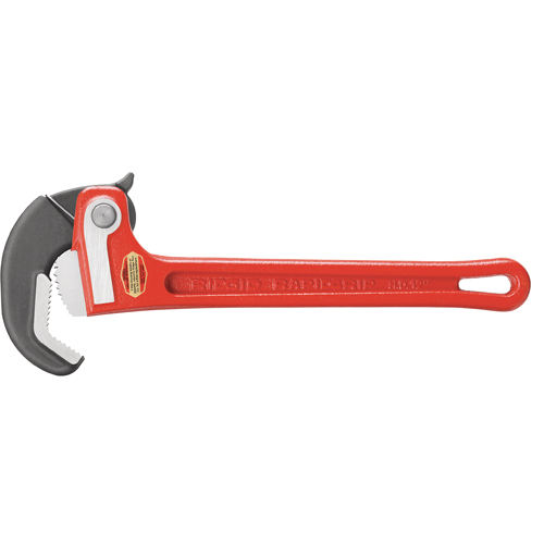 RapidGrip Pipe Wrench, 1" Jaw Capacity, 10" Long Trail Hammer and Bolt