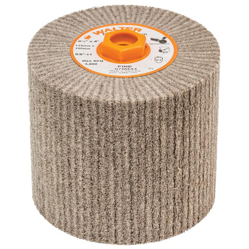 Blendex Surface Conditioning Drum, 4-1/2" Dia. x 4" W, 5/8"-11 Arbor, Fine Grit Trail Hammer and Bolt