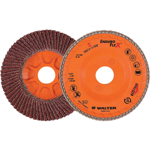 Enduro-Flex Flap Disc, 4-1/2" x 7/8", Type 27, 40 Grit, Zirconia Alumina Trail Hammer and Bolt