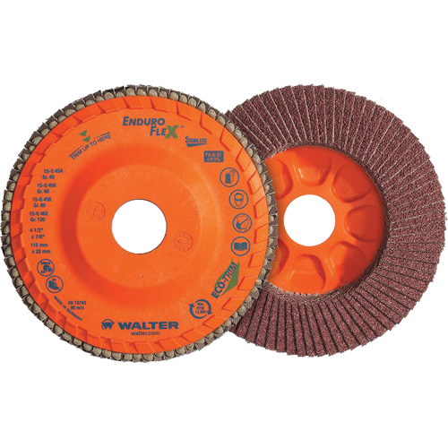 Enduro-Flex Stainless Flap Disc, 4-1/2" x 7/8", Type 27, 120 Grit, Zirconia Alumina Trail Hammer and Bolt