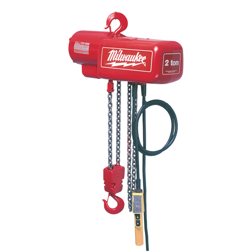 Electric Chain Hoist, 10' Lift, 1000 lbs. (0.5 tons) Capacity, 16 FPM Trail Hammer and Bolt