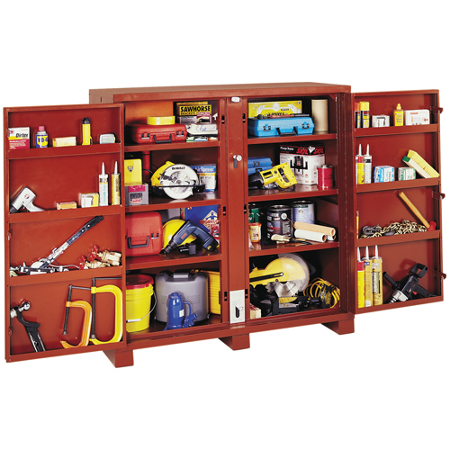 Jobsite Shelf Cabinet, Steel, 47.5 Cubic Feet, Red Trail Hammer and Bolt