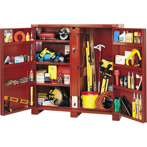 Jobsite Shelf Cabinet, Steel, 47.5 Cubic Feet, Red Trail Hammer and Bolt