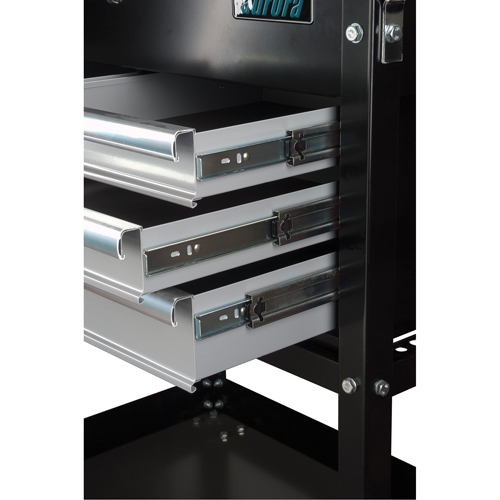 Chariot utilitaire, 4 tiroirs, 18" lo x 33" la x 39" h, Noir Trail Hammer and Bolt