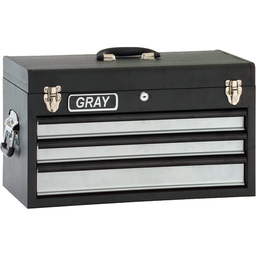 Tool Box - 3 Drawers, 10" D x 20-1/2" W x 12" H, Black Trail Hammer and Bolt