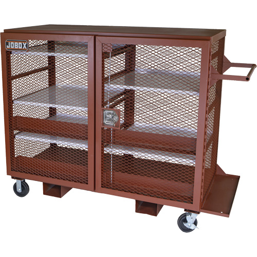 Mobile Mesh Cabinet, Steel, 49 Cubic Feet, Red Trail Hammer and Bolt