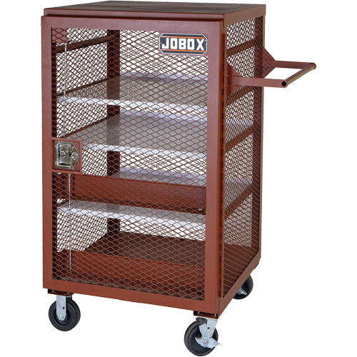 Mobile Mesh Cabinet, Steel, 22 Cubic Feet, Red Trail Hammer and Bolt