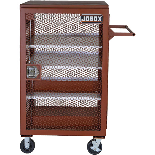 Mobile Mesh Cabinet, Steel, 22 Cubic Feet, Red Trail Hammer and Bolt