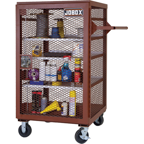 Mobile Mesh Cabinet, Steel, 22 Cubic Feet, Red Trail Hammer and Bolt