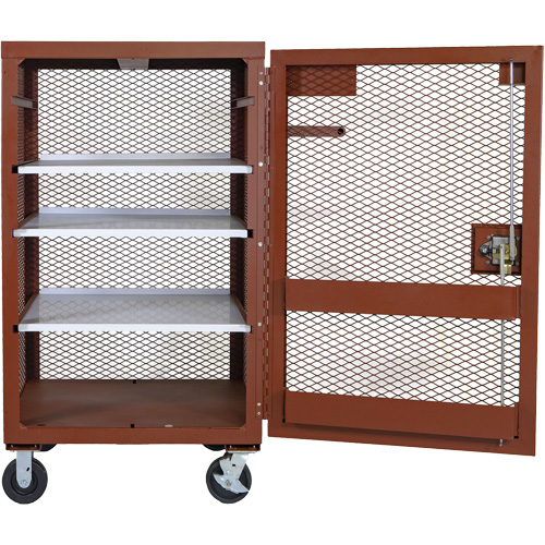 Mobile Mesh Cabinet, Steel, 22 Cubic Feet, Red Trail Hammer and Bolt