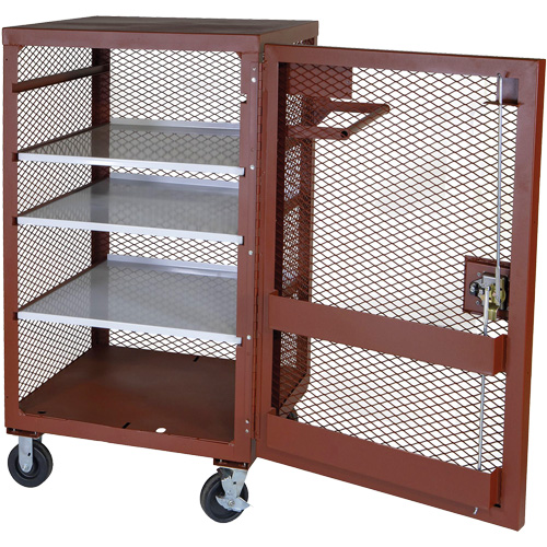Mobile Mesh Cabinet, Steel, 22 Cubic Feet, Red Trail Hammer and Bolt