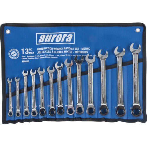 Fixed Head Wrench Set, Combination, 13 Pieces, Metric Trail Hammer and Bolt