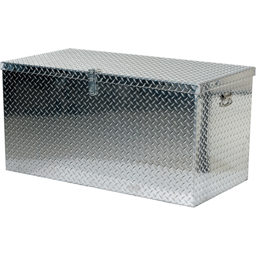 Aluminum Treadplate Portable Tool Box, 25-1/16" D x 49-1/4" W x 24" H, Silver Trail Hammer and Bolt