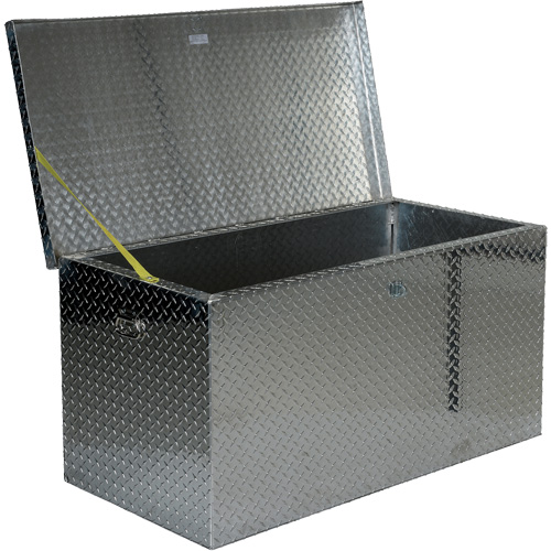 Aluminum Treadplate Portable Tool Box, 25-1/16" D x 49-1/4" W x 24" H, Silver Trail Hammer and Bolt