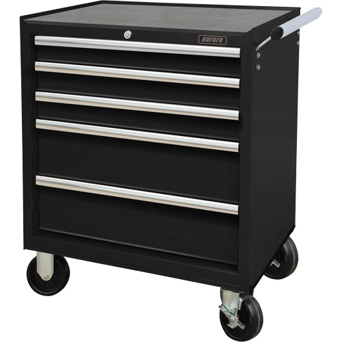 Industrial Tool Cart, 5 Drawers, 27" W x 18-3/4" D x 31-1/2" H, Black Trail Hammer and Bolt