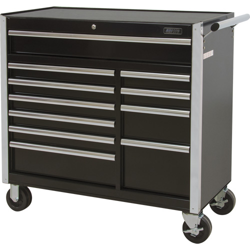 Industrial Tool Cart, 11 Drawers, 41" W x 18-3/4" D x 39-1/3" H, Black Trail Hammer and Bolt