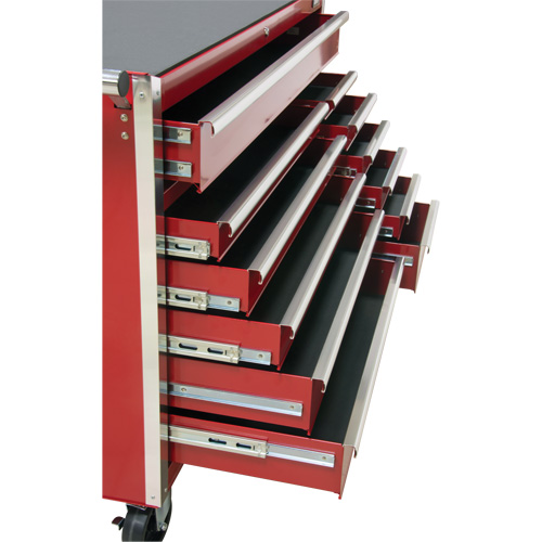 Industrial Tool Cart, 12 Drawers, 56" W x 24-1/2" D x 38-1/8" H, Red Trail Hammer and Bolt