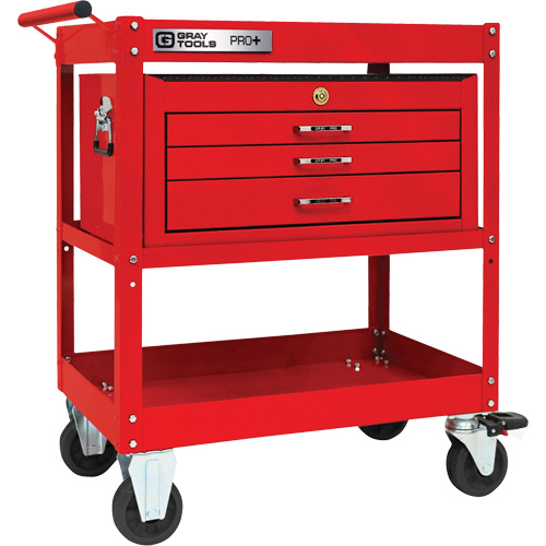 Chariot utilitaire robuste s&eacute;rie PRO+ avec coffre interm&eacute;diaire, 2 tiers, 30-1/5" x 38-1/3" x 19-1/2" Trail Hammer and Bolt