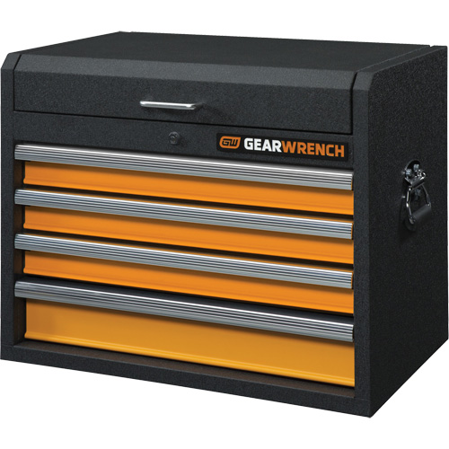 GSX Series Tool Chest, 26" W, 4 Drawers, Black/Orange Trail Hammer and Bolt