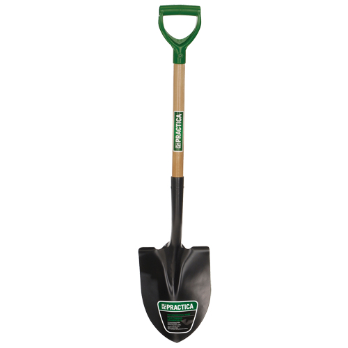 Round-Point Shovel, Tempered Steel Blade, Wood, D-Grip Handle Trail Hammer and Bolt